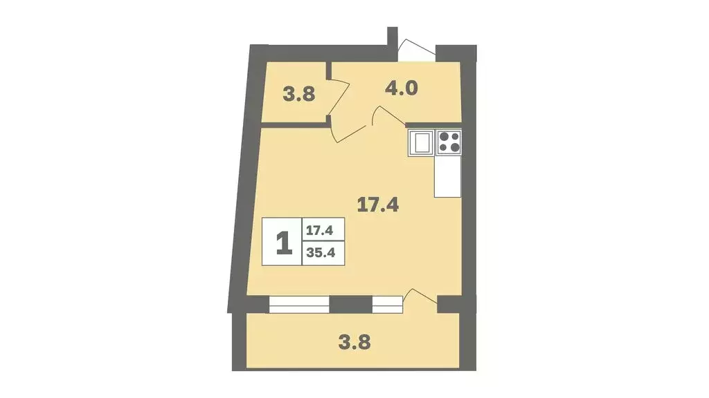 1-комнатная квартира: Уфа, улица Рашита Нигмати, 12 (35.4 м) - Фото 0