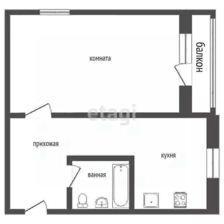 1-к кв. Курганская область, Курган ул. Дзержинского, 26 (29.4 м) - Фото 1