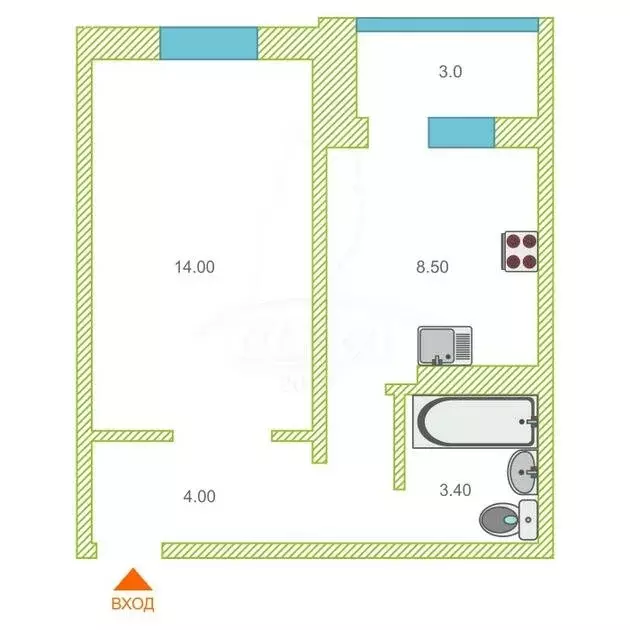 1-комнатная квартира: Тюмень, улица Мебельщиков, 4 (30.7 м) - Фото 2