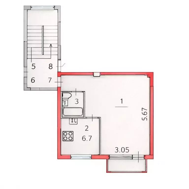 1-к кв. Санкт-Петербург Малая Охта тер., ул. Казанская, 10 (31.8 м) - Фото 2