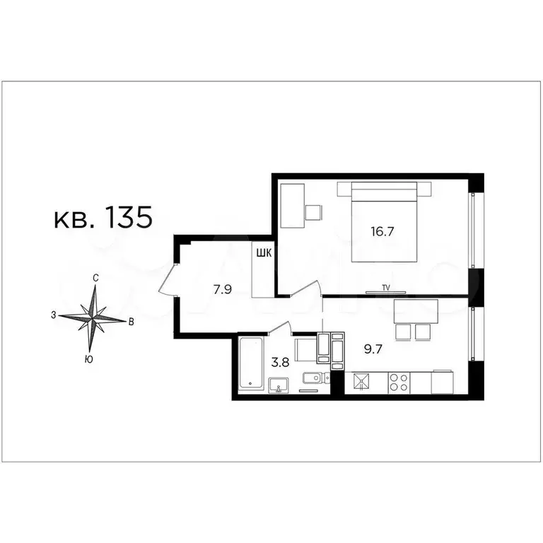 1-к. квартира, 38,1 м, 21/23 эт. - Фото 0