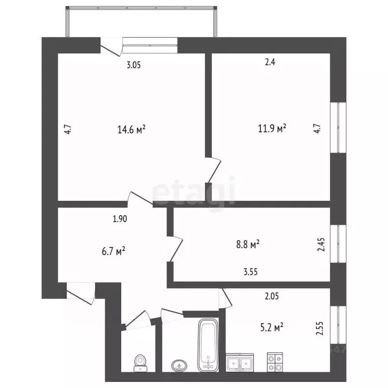 3-к кв. Крым, Симферополь ул. Кечкеметская (49.5 м) - Фото 1
