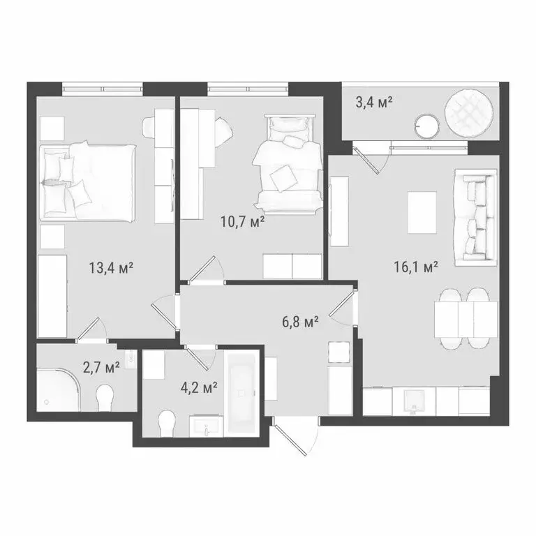 3-комнатная квартира: Ижевск, Воткинское шоссе, 83к1 (56.2 м) - Фото 1