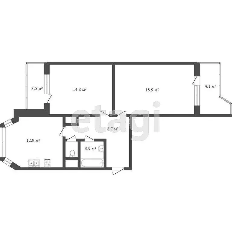 2-комнатная квартира: Балашиха, улица Яганова, 5 (57 м) - Фото 1