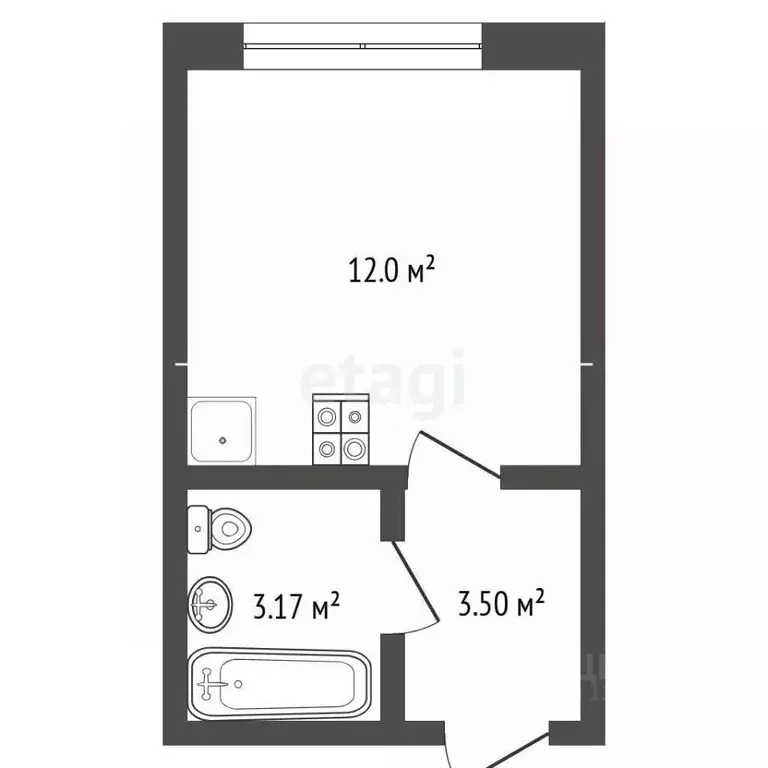 Студия Тюменская область, Тюмень ул. Тимофея Чаркова, 83 (20.4 м) - Фото 2