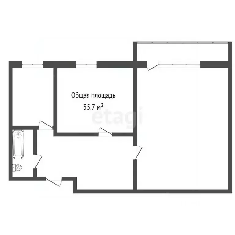 2-к кв. Кемеровская область, Юрга Кузбасский просп., 28А (55.7 м) - Фото 1