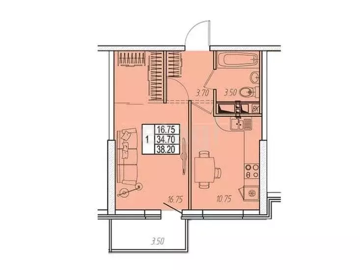 1-комнатная квартира: Анапа, улица Омелькова, 93 (38.2 м) - Фото 1