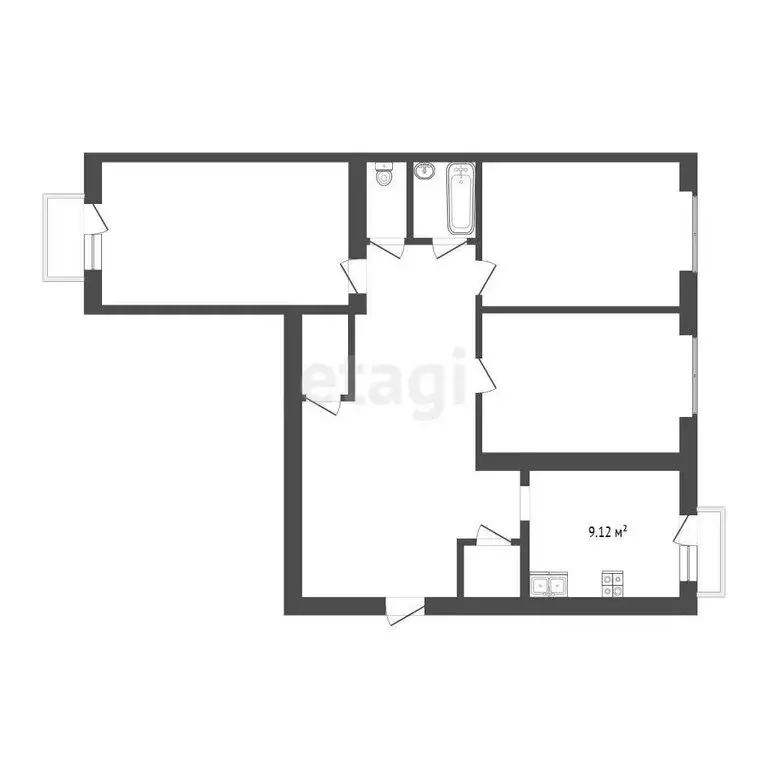 3-комнатная квартира: Нальчик, улица Идарова, 178 (76 м) - Фото 0