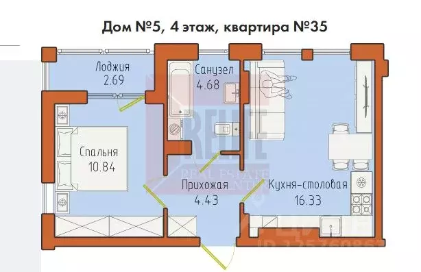 1-к кв. Калининградская область, Светлогорск пос. Отрадное,  (38.97 м) - Фото 0