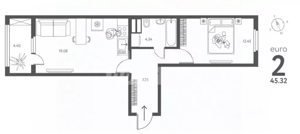 1-к кв. Липецкая область, Липецк ул. Перова, 1 (45.32 м) - Фото 1