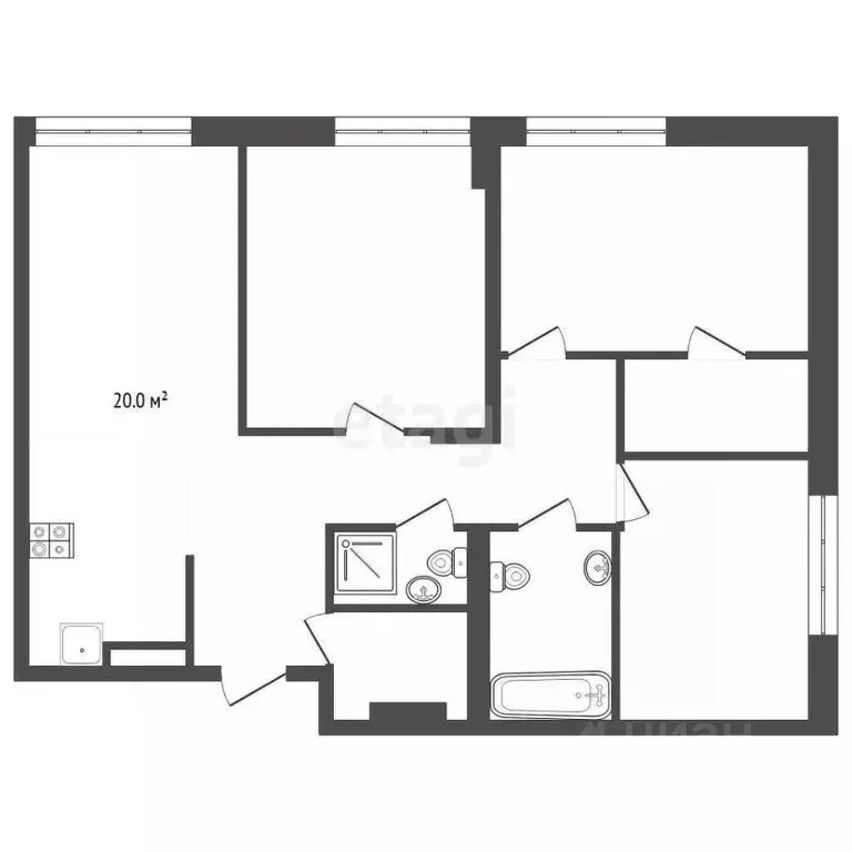 3-к кв. Тюменская область, Тюмень ул. Евгения Войнова, 7 (91.0 м) - Фото 1
