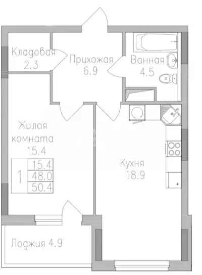 2-комнатная квартира: Липецк, ЖК Поколение (50.4 м) - Фото 0