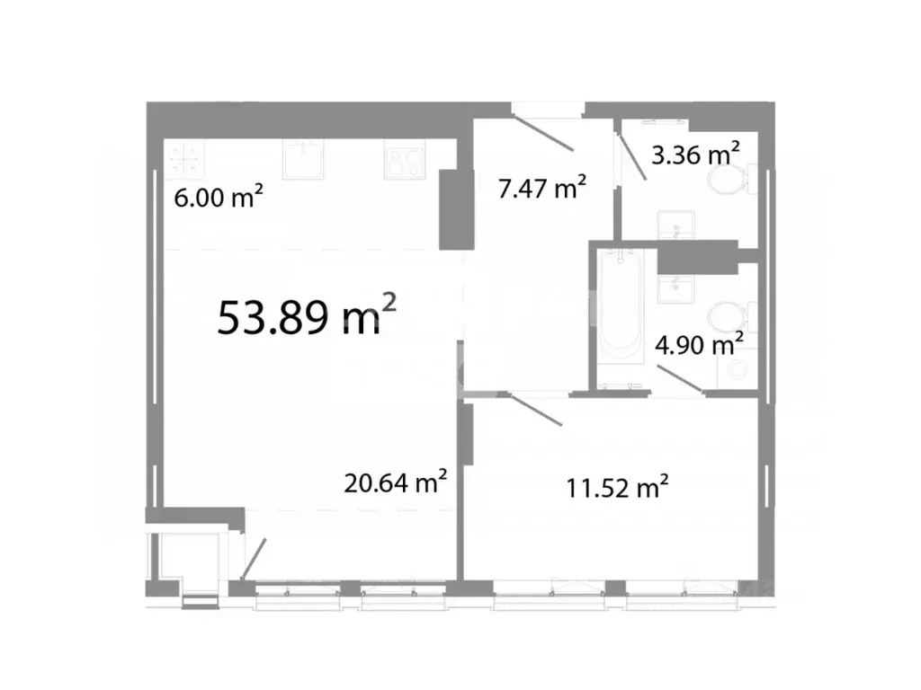 2-к кв. Челябинская область, Челябинск ул. Худякова, 18 (53.89 м) - Фото 2