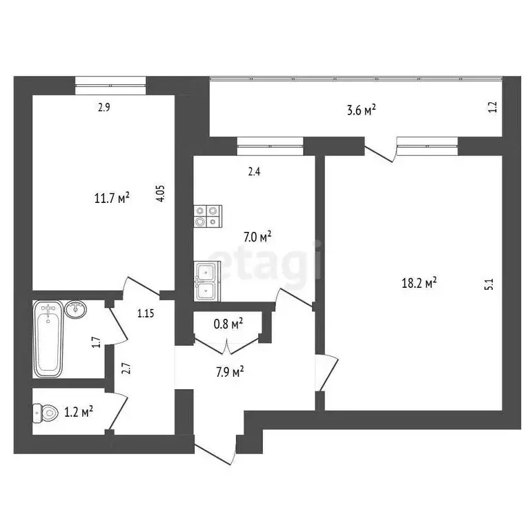 2-комнатная квартира: Стерлитамак, улица Сакко и Ванцетти, 55 (49.4 м) - Фото 1