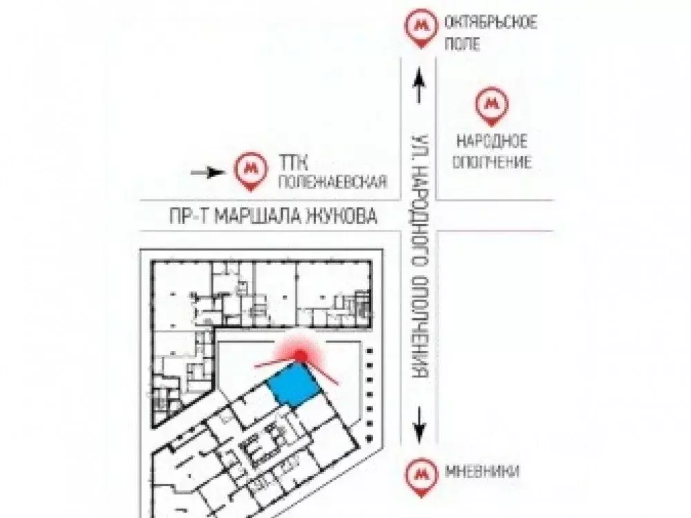 Торговая площадь в Москва ул. Народного Ополчения, 13 (67 м) - Фото 1