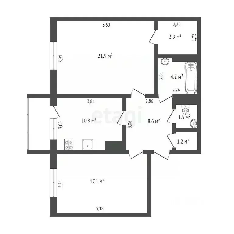 2-к кв. Ямало-Ненецкий АО, Новый Уренгой Оптимистов мкр, 4/2 (70.0 м) - Фото 2