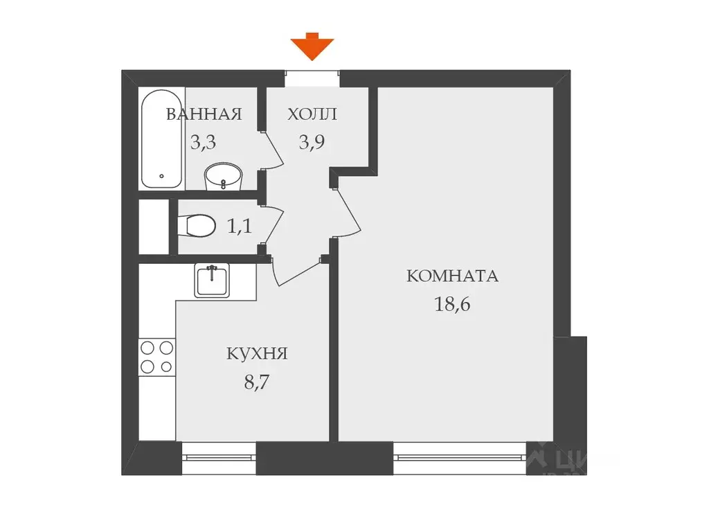 1-к кв. Санкт-Петербург Пулковское ш., 22к3 (35.6 м) - Фото 1