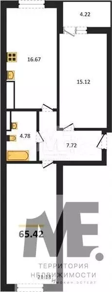 2-к. квартира, 66 м, 7/9 эт. - Фото 0
