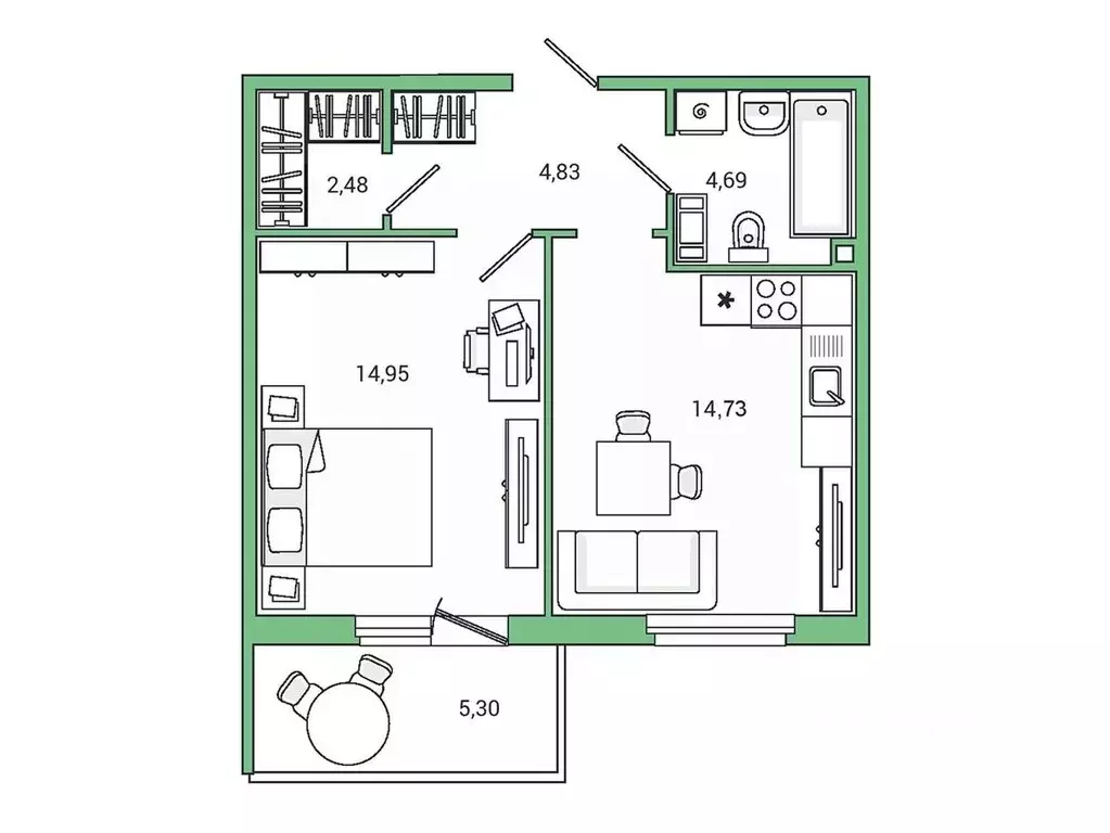1-к кв. Ленинградская область, Гатчина ул. Чехова, 39 (42.8 м) - Фото 1