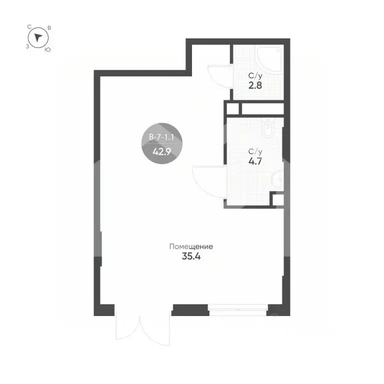 Торговая площадь в Москва 3-я оч., Шагал жилой комплекс, к2.1 (43 м) - Фото 2