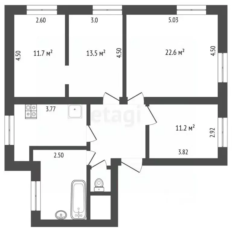 4-к кв. Владимирская область, Муром Советская ул., 45 (88.2 м) - Фото 1