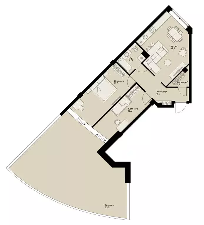 3-комнатная квартира: Сухой Лог, улица Белинского, 40 (68.4 м) - Фото 0