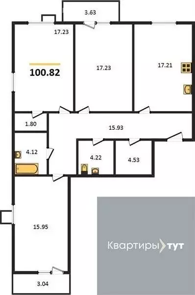 3-комнатная квартира: посёлок Солнечный, Кленовая улица, 2 (100.7 м) - Фото 1