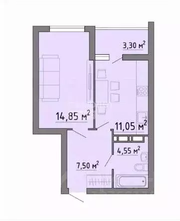 1-к кв. Липецкая область, Липецк Агрономическая ул., 3 (41.25 м) - Фото 2
