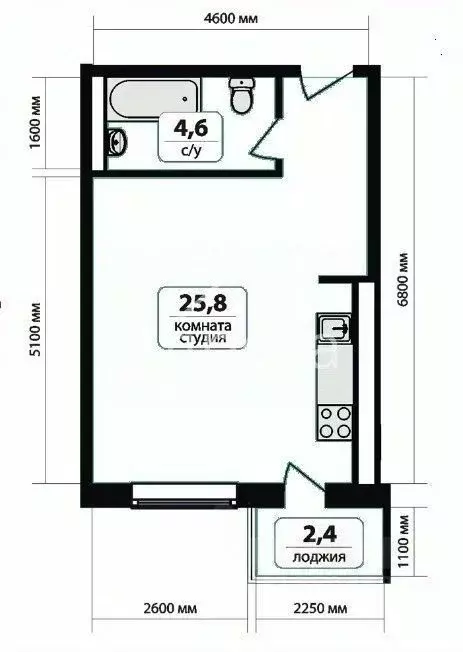 Студия Самарская область, Самара Печерская ул., 20а (30.9 м) - Фото 1