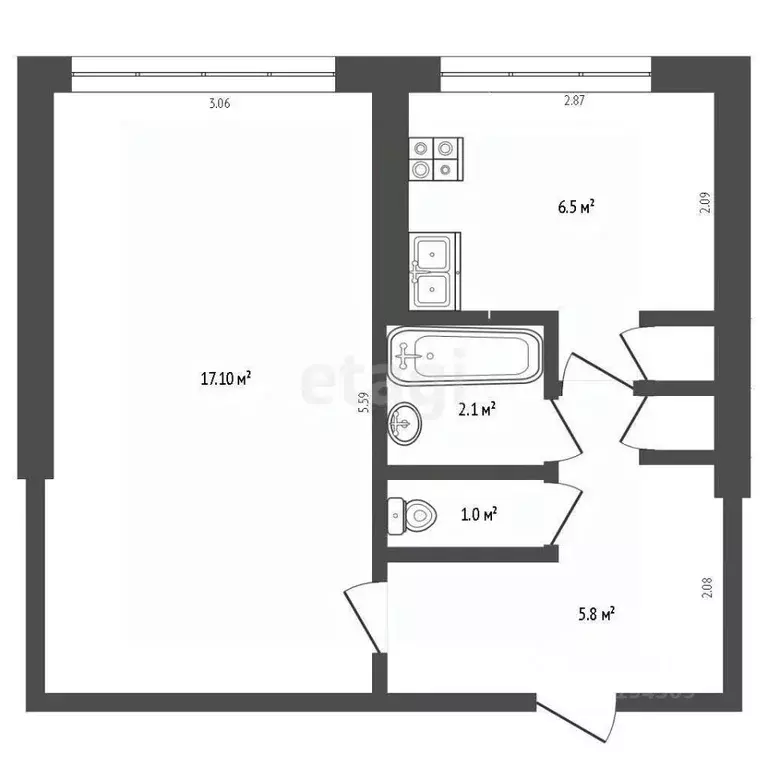 1-к кв. Мордовия, Саранск ул. Крылова, 59А (33.2 м) - Фото 0