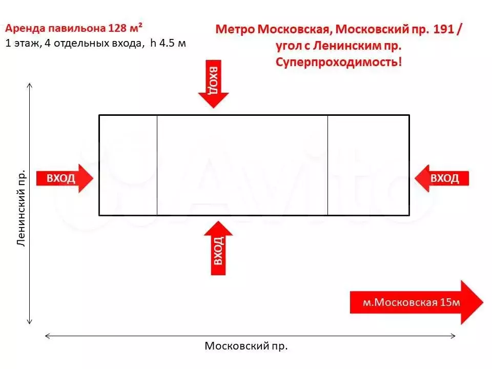 Прямо у метро Московская-магазин,любая торговля - Фото 0