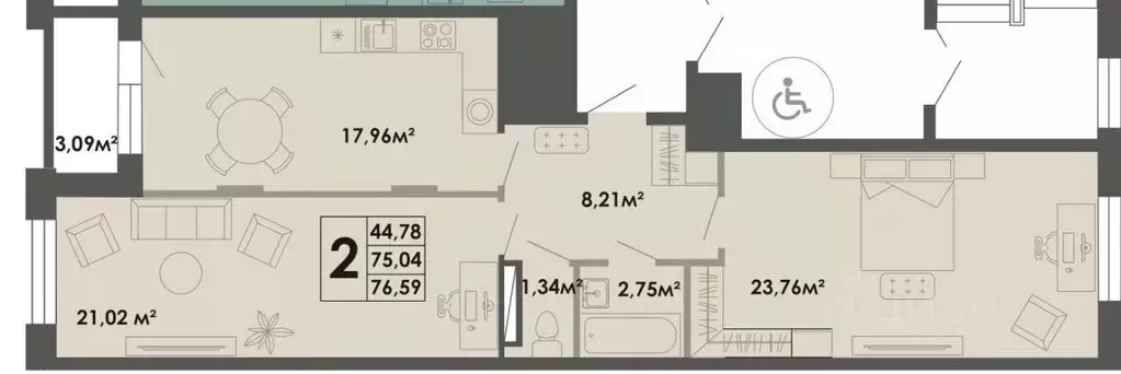 2-к кв. Саха (Якутия), Якутск ул. Губина, 15 (76.59 м) - Фото 0