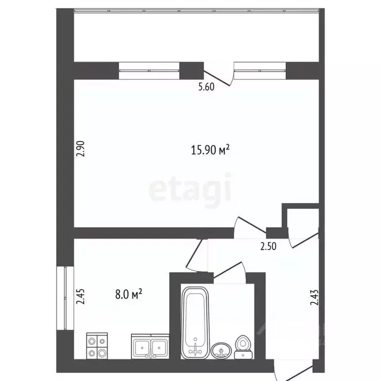 1-к кв. Тюменская область, Тюмень ул. Осипенко, 39 (30.0 м) - Фото 2