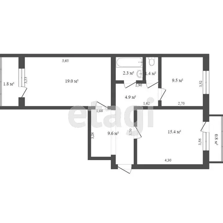 2-комнатная квартира: Ялуторовск, улица Революции, 131А (62.8 м) - Фото 1