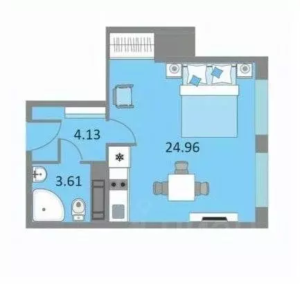 Студия Санкт-Петербург Варфоломеевская ул., 6 (32.7 м) - Фото 2