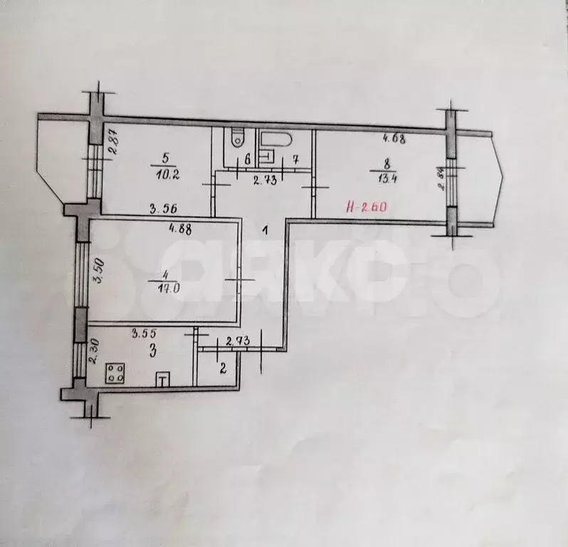 3-к. квартира, 68 м, 2/9 эт. - Фото 0