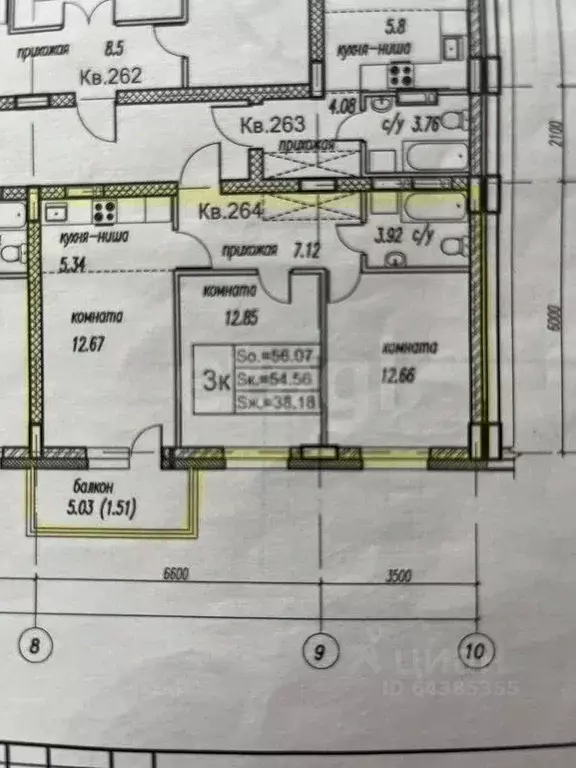 3-к кв. Алтайский край, Барнаул ул. Сергея Ускова, 42 (54.5 м) - Фото 1