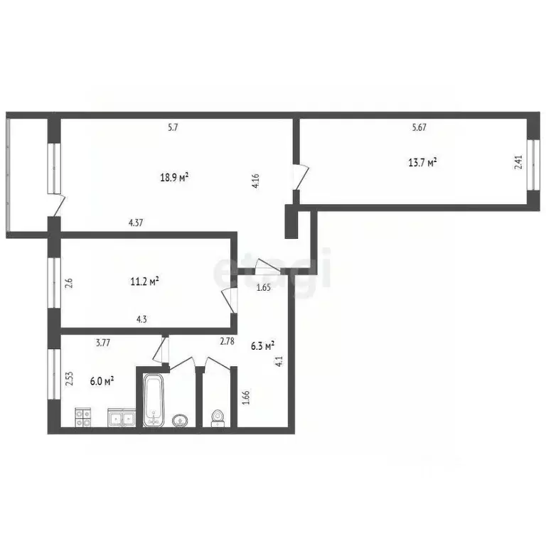 3-к кв. Вологодская область, Вологда Козленская ул., 105 (60.1 м) - Фото 2
