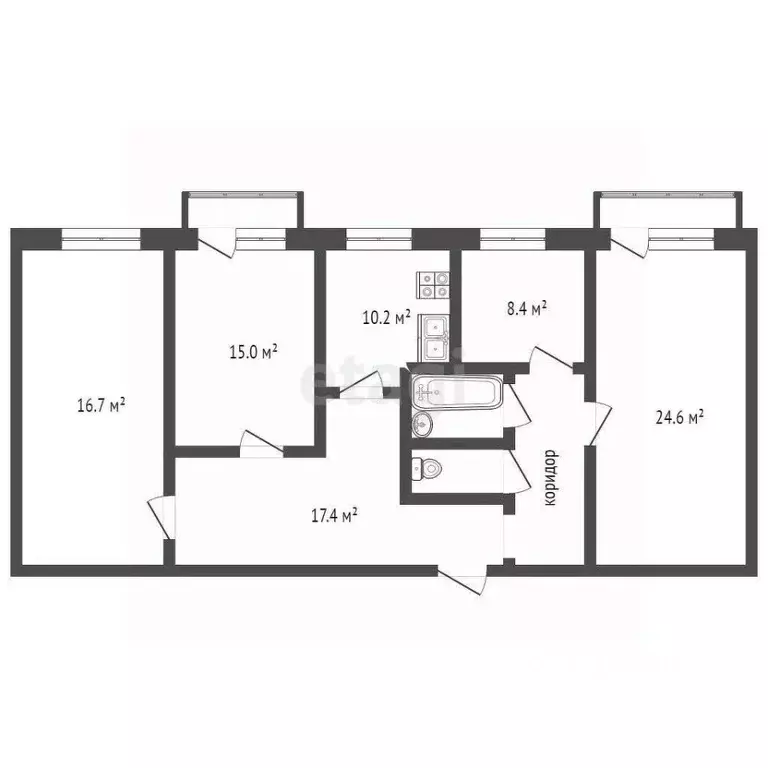 4-к кв. Архангельская область, Архангельск ул. В.И. Воронина, 28к6 ... - Фото 2