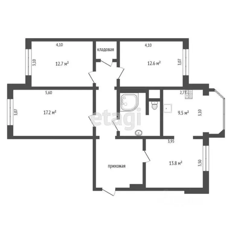 3-к кв. Тюменская область, Тюмень Инженерная ул., 68 (91.7 м) - Фото 0