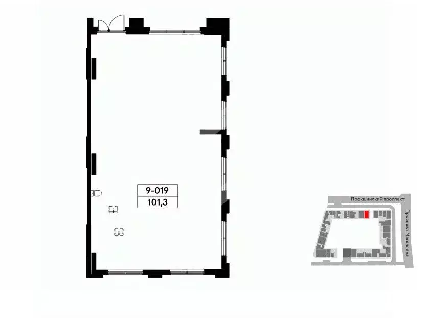 Торговая площадь в Москва Прокшино жилой комплекс, к10.1.2 (101 м) - Фото 2