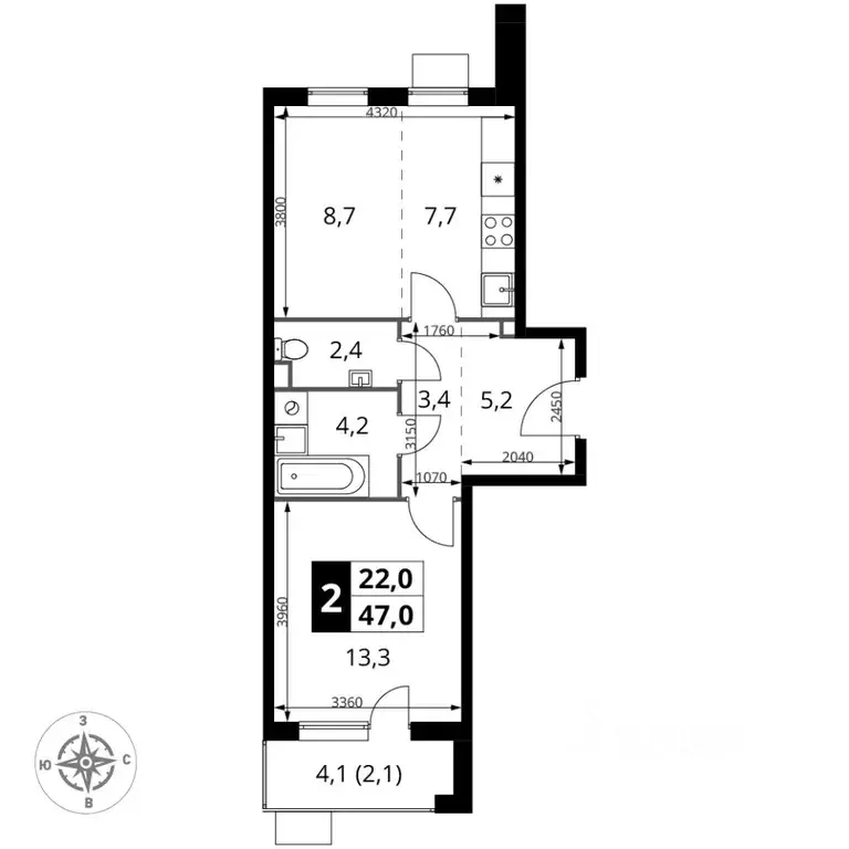 2-к кв. Московская область, Химки Подрезково мкр, 1-й Шереметьевский ... - Фото 1
