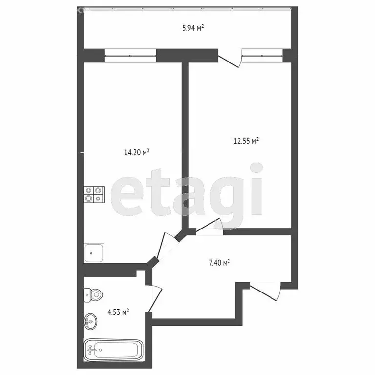 1-комнатная квартира: Тюмень, Станционная улица, 24к1 (38 м) - Фото 1
