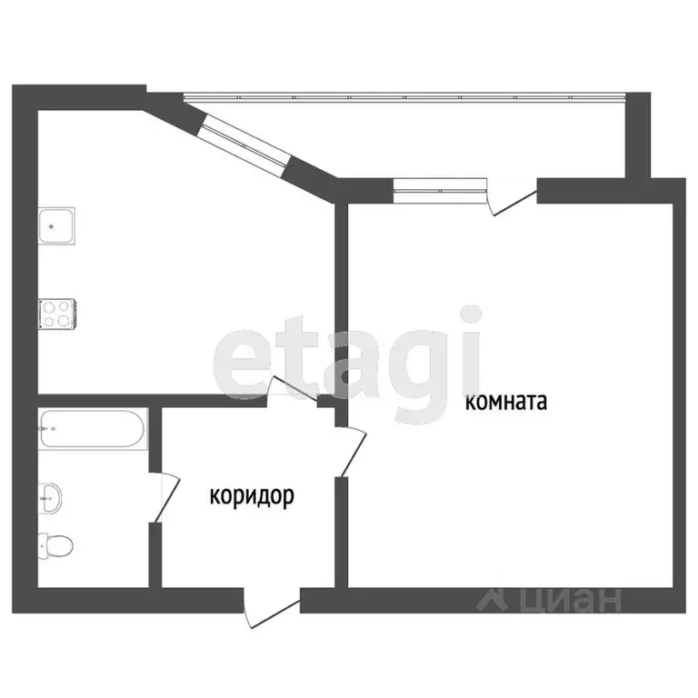 1-к кв. Ростовская область, пос. Целина 7-я линия, 234 (46.0 м) - Фото 1