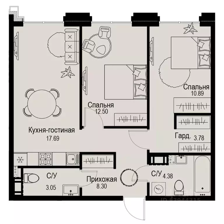 2-к кв. Санкт-Петербург ул. Профессора Попова, 38 (60.59 м) - Фото 0