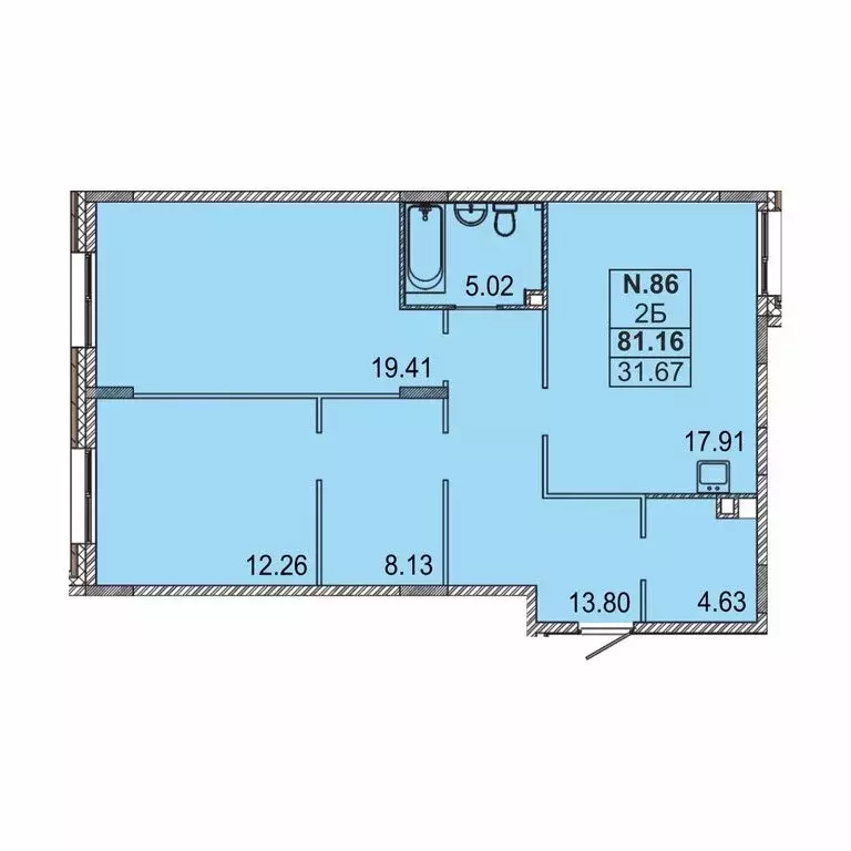 2-комнатная квартира: Казань, улица Генерала Ерина, 5Д (89.6 м) - Фото 1