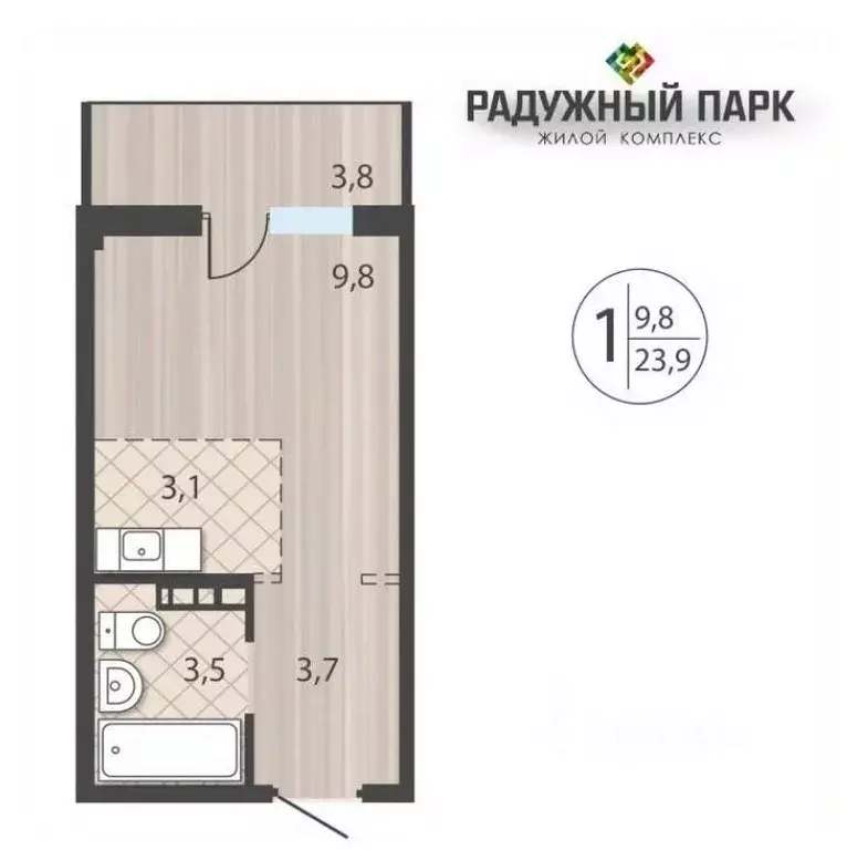 1-к кв. Иркутская область, Иркутск Радужный мкр, 108 (23.9 м) - Фото 1