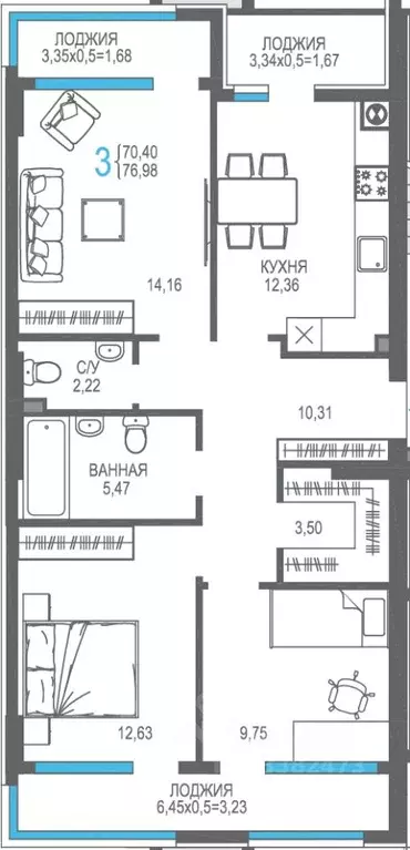 3-к кв. Крым, Алушта ул. Багликова, 27/4 (76.98 м) - Фото 0