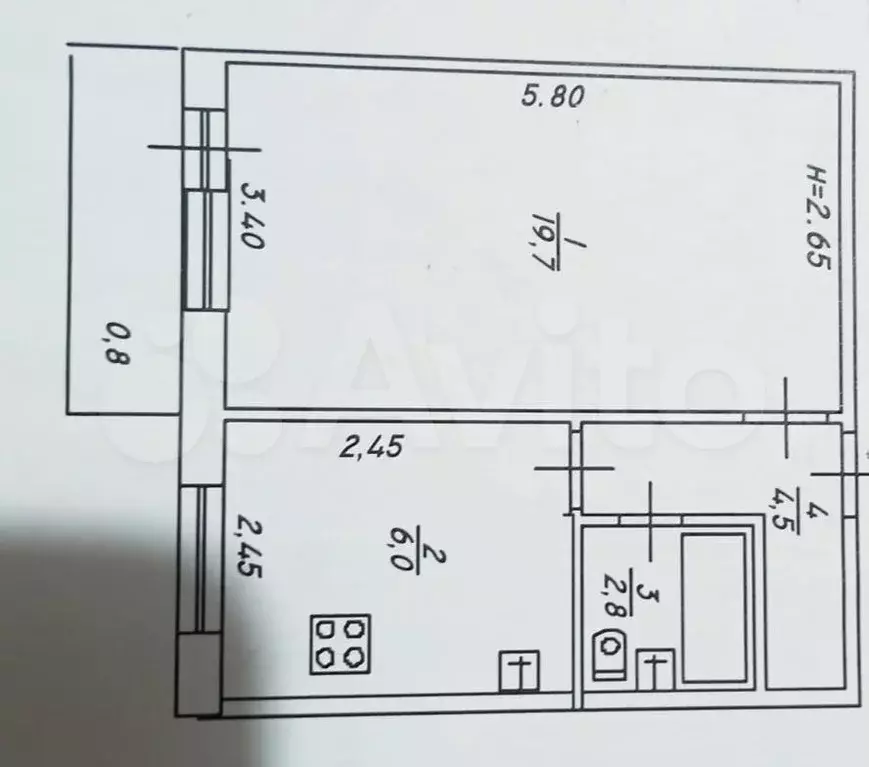 1-к. квартира, 34 м, 5/5 эт. - Фото 0