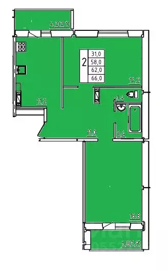 2-к кв. Смоленская область, Смоленск ул. 2-я Киевская (62.0 м) - Фото 0